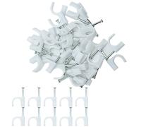 LAMXD Lot de 100 clips ronds pour câbles de 10 mm Blanc