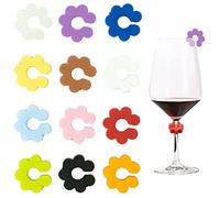 LAMXD Lot de 12 marqueurs en silicone pour verres à vin et flûtes à champagne et cocktails Couleurs assorties