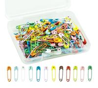 LAMXD Lot de 120 épingles à nourrice avec étui transparent, 19 mm, multicolores, en acier inoxydable plaqué nickel pour vêtements, couture, artisanat, bijoux