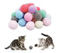 LAMXD Lot de 30 balles de jeu pour chat douces de 2,5 cm avec pompons interactifs