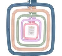 LAMXD Lot de 5 cerceaux à broder rectangulaires carrés pour point de croix, outil de couture pour loisirs créatifs, couture pratique (multicolore), avec aiguilles à broder à œil doré