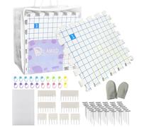 LAMXD Lot de 9 tapis de blocage pour tricot - Planches de blocage extra épaisses avec grilles avec 8 bloqueurs de tricot, 100 épingles en T et 20 marqueurs de point pour travail de tricot ou crochet