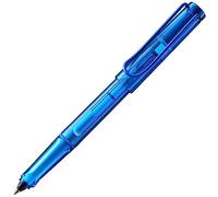Lamy Balloon 311 Stylo roller entièrement transparent de couleur bleue avec poignée distinctive et clip en métal revêtu par pulvérisation - Avec cartouche de stylo roller - Largeur de trait B