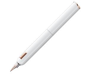 Lamy dialog cc white - stylo plume sans capuchon avec mécanisme à vis - plume en or bicolore 14 ct, part. plaquée platine, taille M - avec cartouche d'encre T 10 bleue et conv. Z 27 - pour droitiers