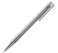 Lamy logo brushed - Stylo à bille dans un corps élégant et robuste en acier inoxydable - avec recharge de grande capacité M 16 de pointe moyenne en noir