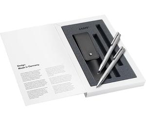 Lamy Logo Lot de stylos à bille 206 avec mine de grande capacité M 16 noire et porte-mine 106 à trait fin M 40 (0,7 mm), avec étui en cuir noir et emballage cadeau
