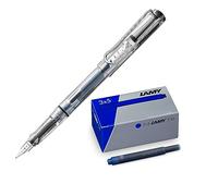 Lamy Lot de 1 stylo plume transparent Safari Vista M et 1 lot de 3 cartouches d'encre T10 dans un carton d'origine - Couleur de l'encre : bleu