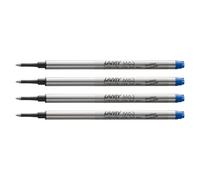 Lamy M63 recharge roller en métal grande capacité - Lot de 4 - Recharge originale pour tous les stylos roller avec capuchon - Indélébile - Largeur de trait moyenne, encre bleue