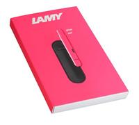 Lamy pico Coffret cadeau stylo à bille rose fluo - Stylo de poche innovant - 1 clic pour la taille complète - Boîtier en métal et largeur de trait M - Avec étui en cuir véritable et mine Compactmine M