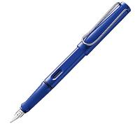 Lamy safari blue - Stylo Plume avec grip ergonomique et plume acier pour gaucher (LH) en taille M - matière plastique robuste ASA - avec cartouche T 10 bleu