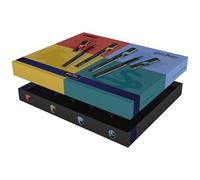 Lamy safari Harry Potter Coffret de 4 stylos - Édition spéciale avec blasons des maisons - Plumes en acier (M) - Prise ergonomique - Avec cartouches d’encre T10 bleue - Pour droitiers