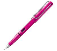Lamy safari pink - Stylo Plume avec grip ergonomique et plume acier pour gaucher (LH) en taille M - matière plastique robuste ASA - avec cartouche T 10 bleue
