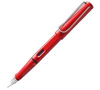 Lamy safari red - Stylo Plume avec grip ergonomique et plume acier pour gaucher (LH) en taille M - matière plastique robuste ASA - avec cartouche bleue T 10