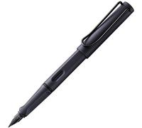 Lamy safari steel black - Stylo Plume avec grip ergonomique et plume acier poli en taille B - matière plastique robuste ASA - avec cartouche bleue T 10 - Droitier