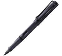 Lamy safari steel black - Stylo Plume avec grip ergonomique et plume acier pour gaucher (LH) en taille M - matière plastique robuste ASA - avec cartouche bleue T 10