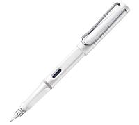 Lamy safari white - Stylo Plume avec grip ergonomique et plume acier poli en taille M - matière plastique robuste ASA - avec cartouche bleue T 10 - Droitier