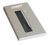 Lamy Set di 1 penna roller Swift 330 in acciaio inox con finitura laccata opaca e 1 custodia in vera pelle di colore nero per due strumenti di scrittura, inclusa mina per penna roller M 66 B blu