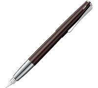 Lamy Studio Dark Brown Stylo plume universel dans un boîtier élégant en métal entièrement métallique, plume dorée 14 carats, partiellement platine et largeur de trait F, avec cartouche d'encre T