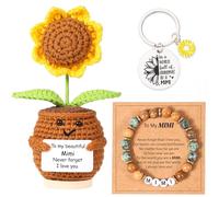 Lamyba Mimi Cadeaux pour grand-mère, décoration en crochet tournesol, bracelet Mimi et porte-clés, Noël, anniversaire pour Mimi de la part de petits-enfants