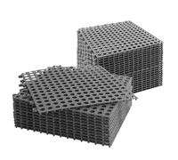 Lamzele Lot de 16 dalles de sol emboîtables en caoutchouc antidérapant de 30,5 x 30,5 cm pour piscine, terrasse, balcon, niche, gris, gris