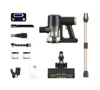 LAMZIEN 45000Pa Cordless Vacuum Cleaner, V8MAX Stick Vacuum with V-Shaped Anti-Tangle Floor Brush, Green Laser for Hidden Dust, LED Display, 2200mAh Battery, 2 Washable HEPA Filters, Self-Standing Han