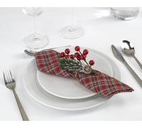 LAN&LAN LAN&LAN Lot de 12 serviettes de table de Noël pour dîner de Noël écossais et événements spéciaux (petits carreaux, 30 x 40)
