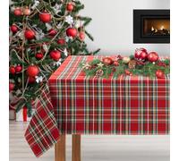LAN&LAN - Nappe rectangulaire de Noël pour Noël - Nappe en Tissu à Carreaux écossais - Idéal pour Les Nuits de Noël en Famille et Entre Amis (Grands Tableaux 140 x 200)
