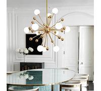 Lan Xin-JP Lustre, Lustres modernes Design de pissenlit contemporain Lustre à boule de verre LED doré compatible avec chambre à coucher, salle à manger, salon, restaurant intérieur(12 Head D80cm)