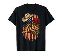 Lana Chapeau de Cowboy Drapeau américain Rose T-Shirt Graphique avec Valeur