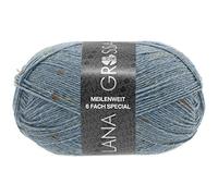 LANA GROSSA Meilenweit 6 brins 150 | Chaussettes classiques à 6 brins | Lavable en machine | Fil à tricoter à la main 80 % laine vierge et 20 % polyamide | 150 g de laine pour tricot et crochet | 390