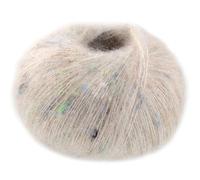 LANA GROSSA Natural Superkid Tweed - FB614 - Fil de dentelle fin en 60 % mohair Superkid avec 30 % soie, 7 % coton, 3 % polyester et picots en tweed délicats - 25 g - Pour tricot et crochet - 200 m