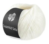 LANA GROSSA Superkid Seta - Fil tubulaire délicat en mohair Superkid avec soie - Fil à tricoter à la main en 65 % mohair (Superkid) et 35 % soie - 25 g - Pour tricot et crochet - 100 m - FB1