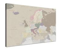 LANA KK - Carte élégante de l'Europe - Cappuccino - Français, pour épingler les destinations de voyage, avec kit de démarrage - impression sur toile murale, carte XXL (cappuccino, 100x70 cm)