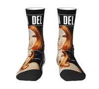 Lana Singer Del* Rey Chaussettes Colorblock | Chaussettes adultes au design musical rétro, chaussettes confortables mi-mollet pour les fans de musique et de mode