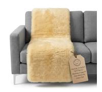 LANABEST Coussin de fauteuil en peau d'agneau 50 x 200 cm, housse de fauteuil de la marque LANABEST. Véritable peau de mouton mérinos. Laine dense tannage médical, lavable