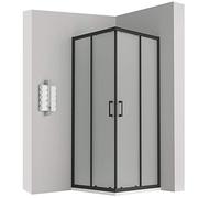 LANABLACK Cabine douche noire H 185 cm porte coulissante opaque 80 x 100 cm