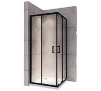 LANABLACK Cabine douche noire H 190 cm porte coulissante transparente 70 x 90 cm