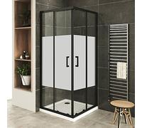 LANABLACK+ Porte de douche d'angle coulissante H 185 cm verre centre-opaque 80 x 80 cm