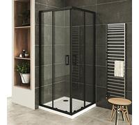 LANABLACK+ Porte de douche d'angle coulissante H 185 cm verre transparent 80 x 85 cm