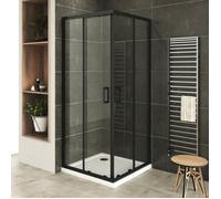 LANABLACK+ Porte de douche d'angle coulissante H 185 cm verre transparent 90 x 90 cm