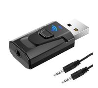 LANAFAY Adaptateur USB Bluetooth 5.0 avec auxiliaire de 3,5 mm, adaptateur auxiliaire Bluetooth 4 en 1 pour voiture, émetteur audio sans fil, adaptateur auxiliaire Bluetooth Plug and Play pour