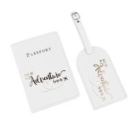 LANANAI Porte-carte d'identité pour valise de voyage, porte-carte d'identité, ticket d'avion - Porte-passeport anti-magnétique avec étiquette de bagage - Sac en cuir, blanc, 10 x 1 x 14 cm, 7 x 22 cm