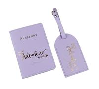 LANANAI Porte-carte d'identité pour valise de voyage, porte-carte d'identité, ticket d'avion - Porte-passeport anti-magnétique avec étiquette de bagage - Sac en cuir, violet clair, 10 x 1 x 14 cm, 7 x