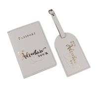 LANANAI Porte-carte d'identité pour valise de voyage, porte-carte d'identité, ticket d'avion - Porte-passeport anti-magnétique avec étiquette de bagage - Sac en cuir, gris clair, 10 x 1 x 14 cm, 7 x