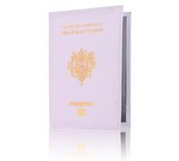 LANANAI Porte-passeport en cuir PU pour passeport de l'Union européenne et de la France, blanc, 9.8 x 0.5 x 14.2 cm, Décontracté