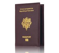 LANANAI Porte-passeport en cuir PU pour passeport de l'Union européenne et de la France, café, 9.8 x 0.5 x 14.2 cm, Décontracté