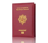 LANANAI Porte-passeport en cuir PU pour passeport de l'Union européenne et de la France, Date rouge., 9.8 x 0.5 x 14.2 cm, Décontracté