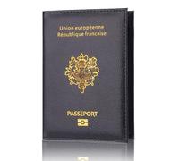 LANANAI Porte-passeport en cuir PU pour passeport de l'Union européenne et de la France, Noir , 9.8 x 0.5 x 14.2 cm, Décontracté