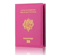 LANANAI Porte-passeport en cuir PU pour passeport de l'Union européenne et de la France, rose, 9.8 x 0.5 x 14.2 cm, Décontracté