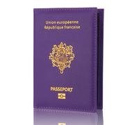 LANANAI Porte-passeport en cuir PU pour passeport de l'Union européenne et de la France, violet, 9.8 x 0.5 x 14.2 cm, Décontracté